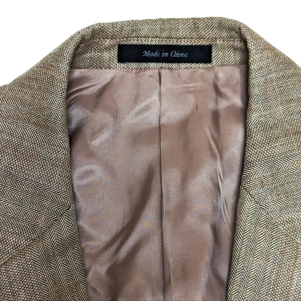 Lauren Ralph Lauren Tan Suit Jacket Blazer Silk Wool Blend size 44L - Picture 5 of 13